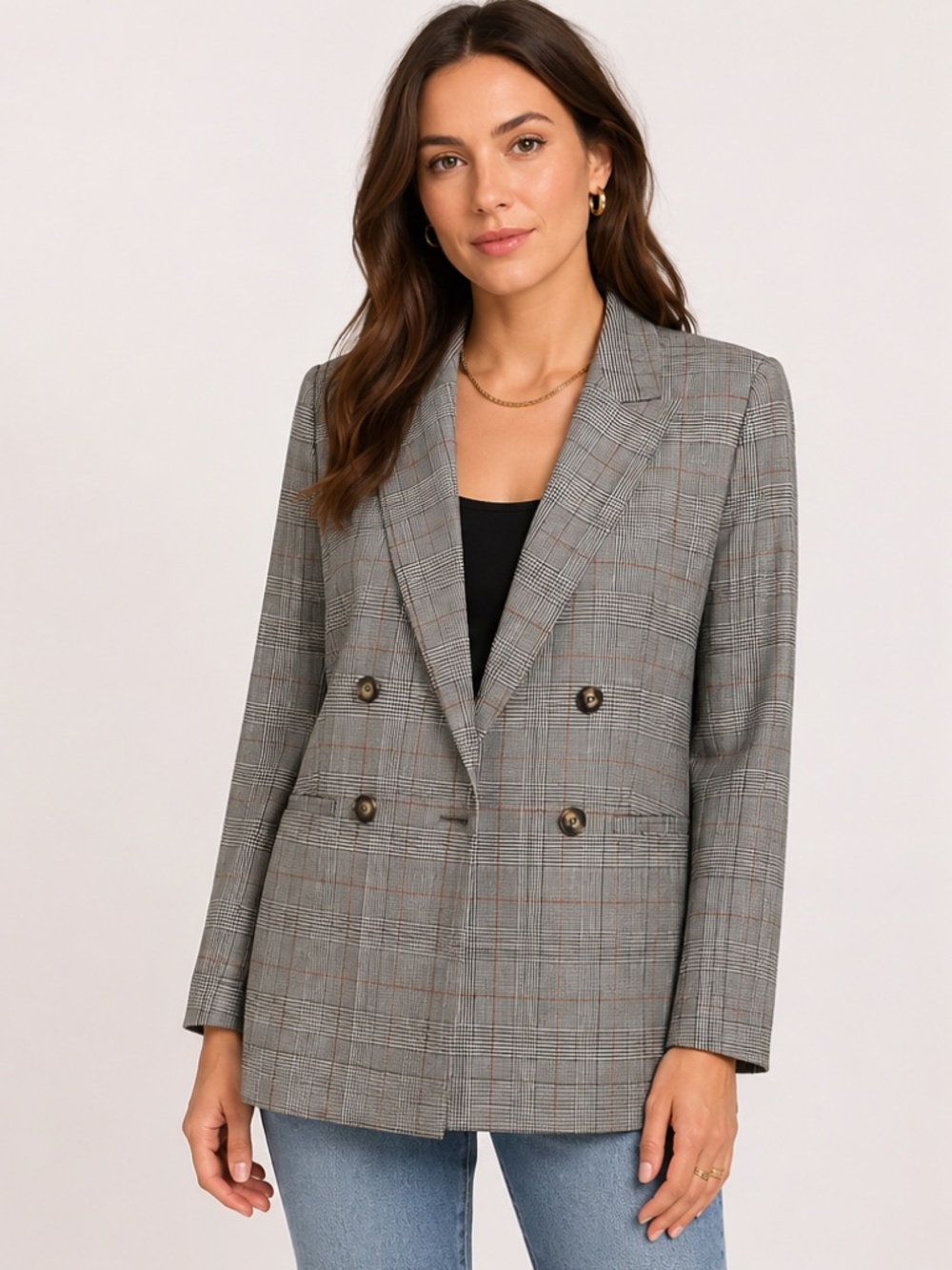 Aqua Oversized Plaid Blazer-Size XS